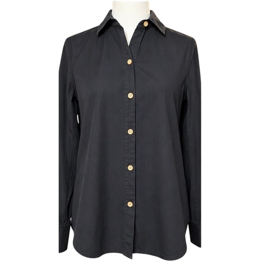 Vince Black Button Down Shirt Blouse, Minimalist Cotton, Women's Medium